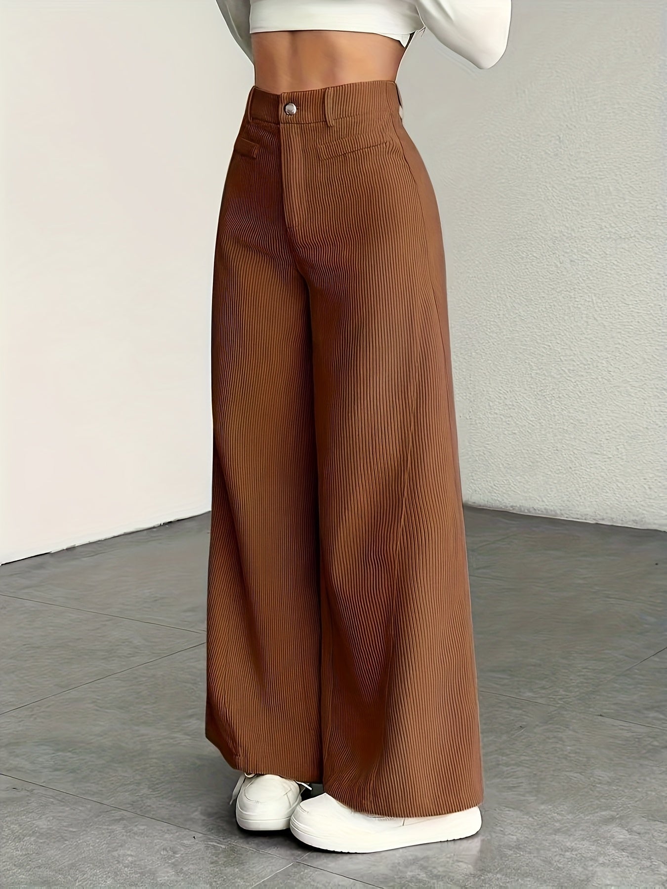 Women's High-Waisted Wide-Leg Trousers Relaxed Fit Tailored Style Chic Everyday