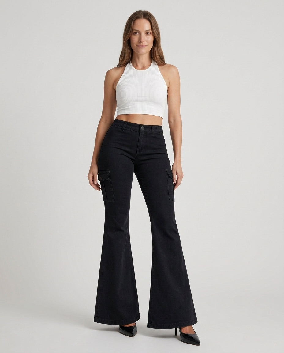 Women's Cargo Flare Jeans