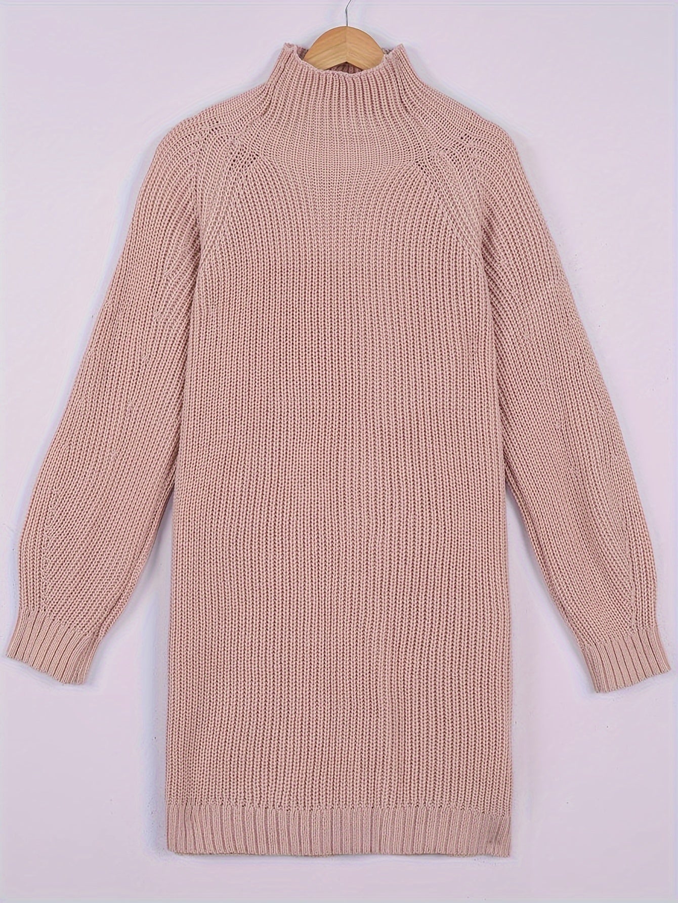 Women's Relaxed Midi Sweater Dress Half-Turtleneck Cozy Casual Everyday