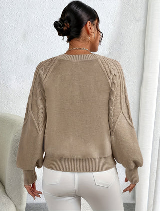 Women's Cable Knit Crewneck Sweater Relaxed Fit Long Sleeve Casual Everyday