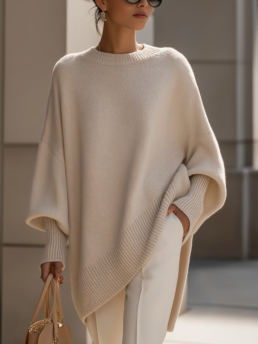 Women's Oversized Knit Sweater Crew Neck Relaxed Fit Casual Everyday