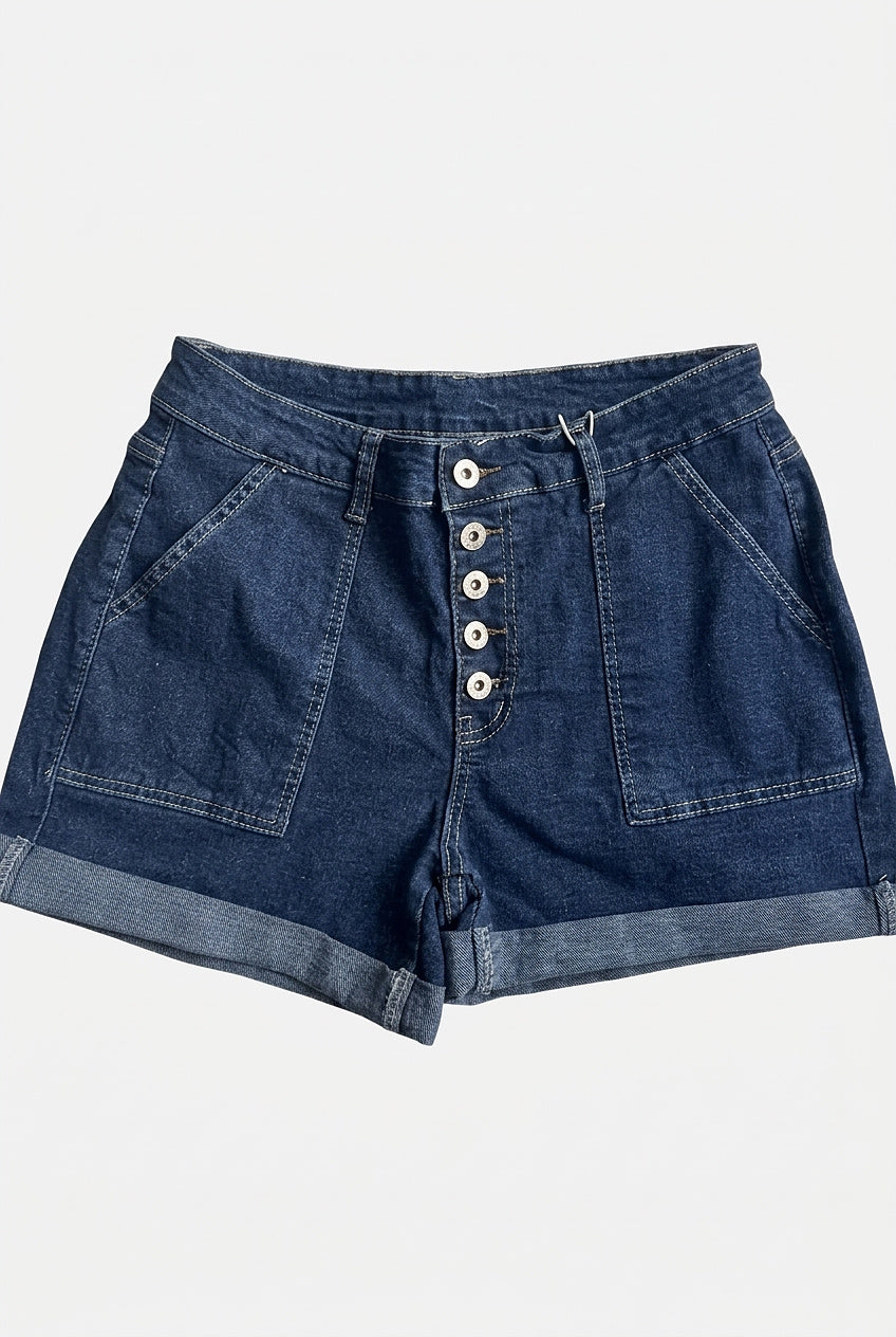 Women's High Waisted Button Front Denim Shorts