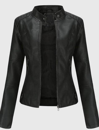 Women's Chic Biker Jacket Asymmetrical Zip Closure Stylish Casual Outerwear
