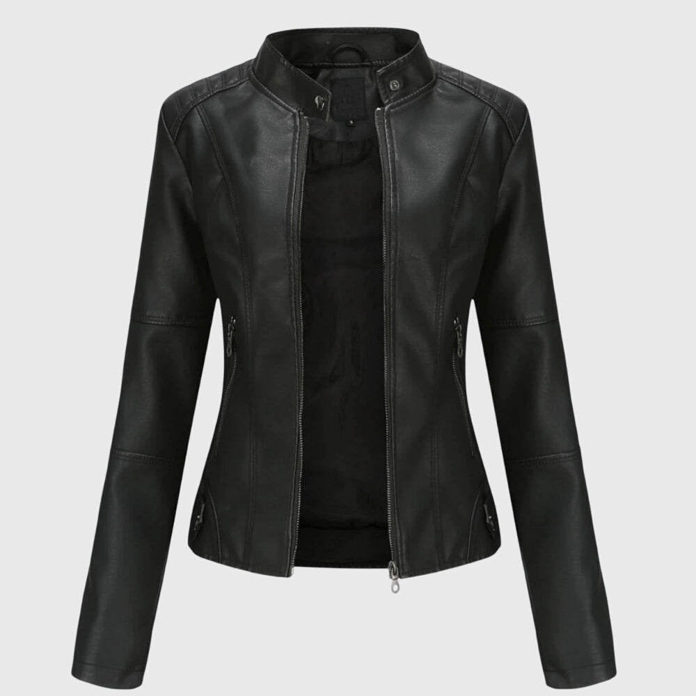 Women's Chic Biker Jacket Asymmetrical Zip Closure Stylish Casual Outerwear
