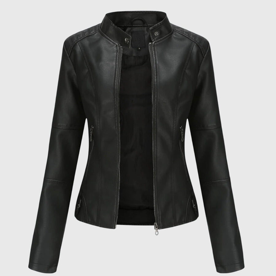 Women's Chic Biker Jacket Asymmetrical Zip Closure Stylish Casual Outerwear