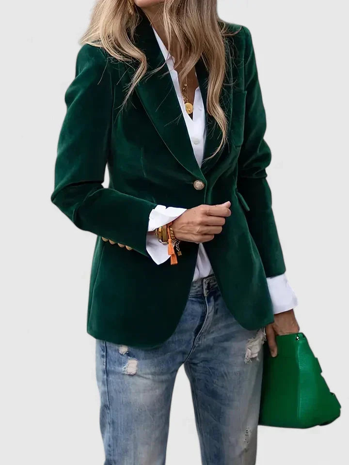 Women's Tailored Blazer Structured Fit Long Sleeve Notched Collar Smart-Casual