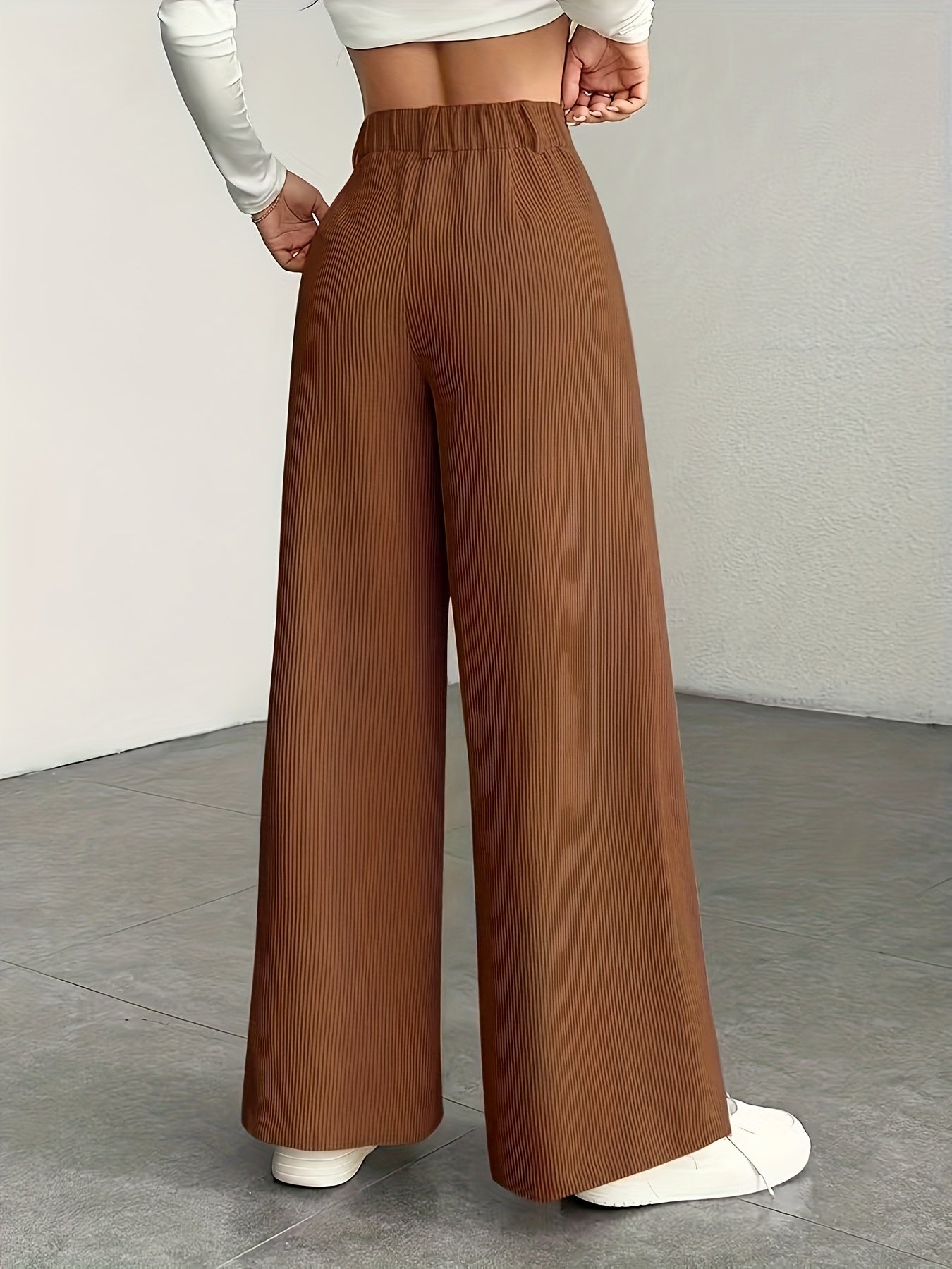 Women's High-Waisted Wide-Leg Trousers Relaxed Fit Tailored Style Chic Everyday