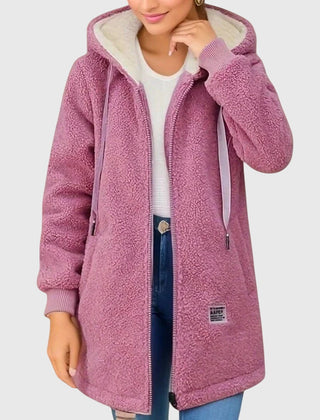 Women's Hooded Fleece Jacket Zip Front Casual Layering Stylish Everyday