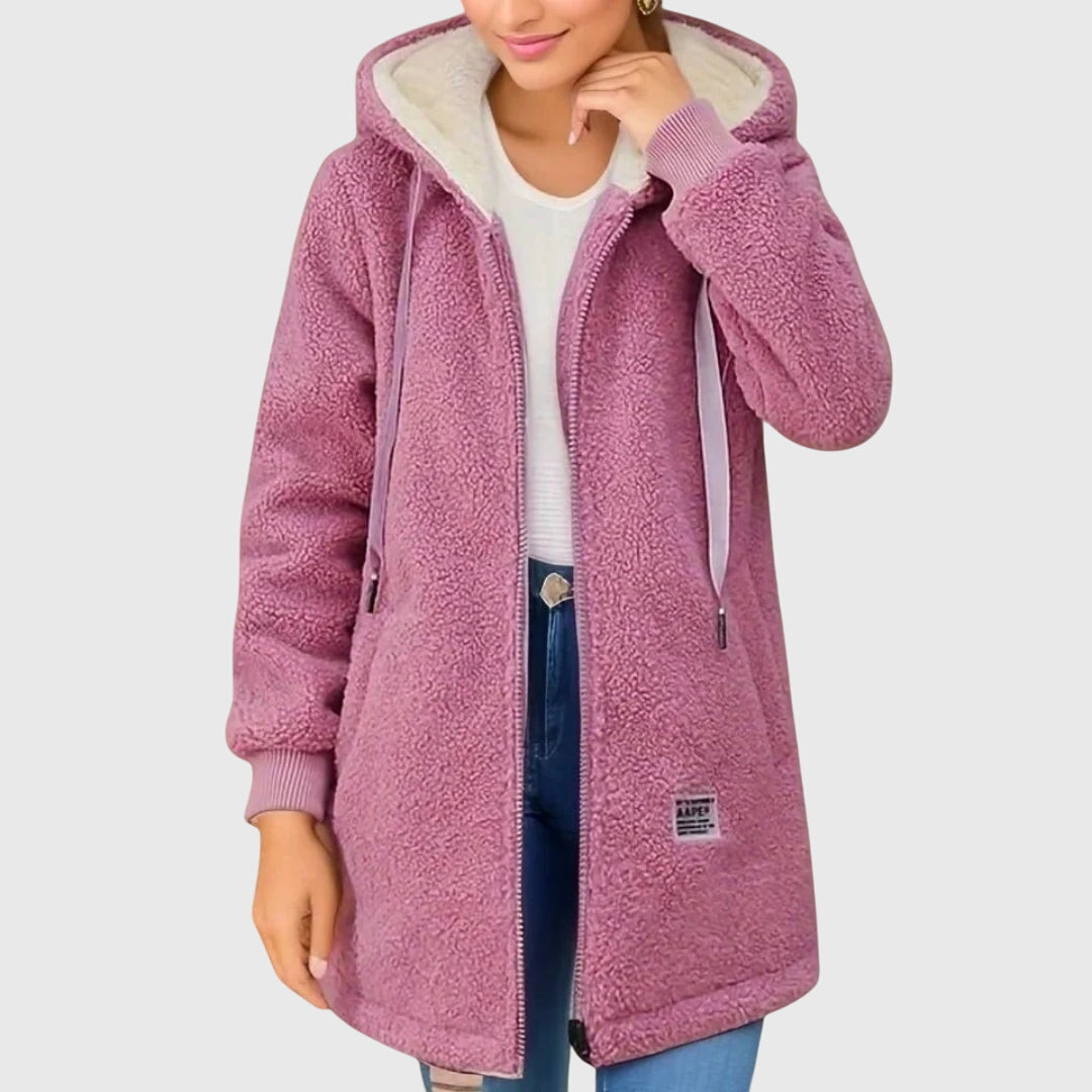 Women's Hooded Fleece Jacket Zip Front Casual Layering Stylish Everyday