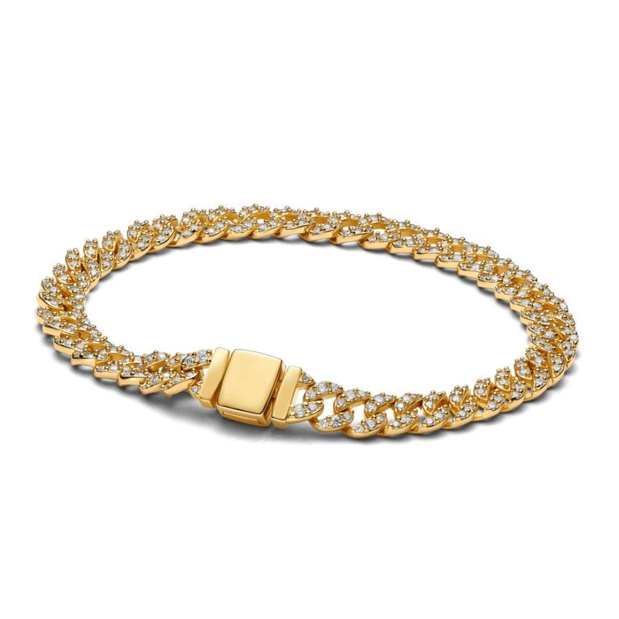Women's White Gold Cuban Bracelet Statement Jewellery Jewelry Gift for Women Weddings Parties Prom and Everyday Wear