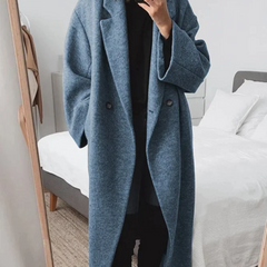 Women's Classic Tailored Overcoat Double-Breasted Long Sleeve Structured Warm Outerwear