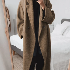 Women's Classic Tailored Overcoat Double-Breasted Long Sleeve Structured Warm Outerwear
