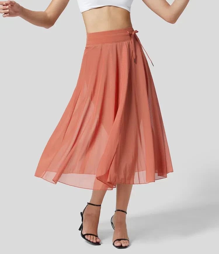 Women's High-Waisted Tulle Skirt Layered Flowy Midi Dressy Occasion