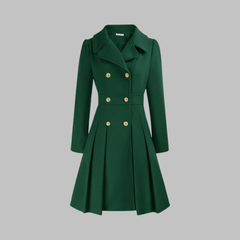 Women's Elegant Double Button Long Sleeve Coat Tailored Fit Stylish Outerwear