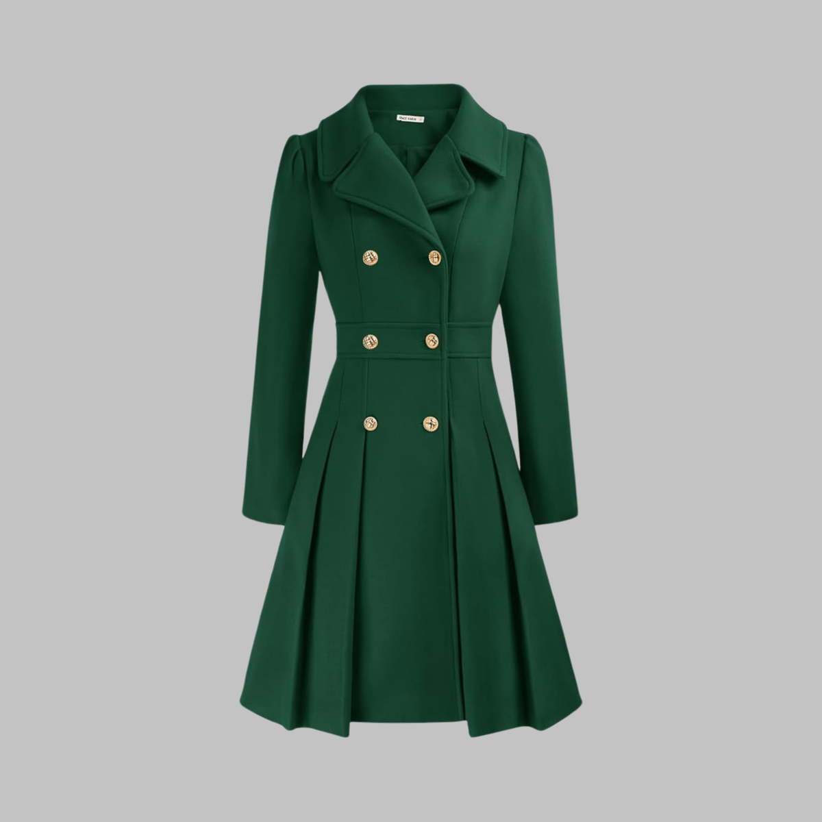Women's Elegant Double Button Long Sleeve Coat Tailored Fit Stylish Outerwear