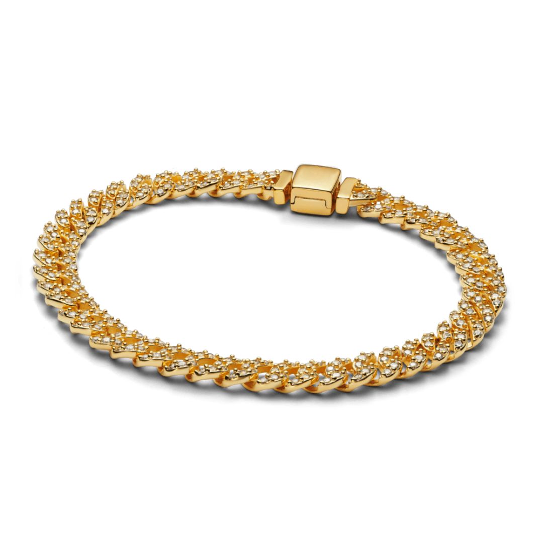 Women's White Gold Cuban Bracelet Statement Jewellery Jewelry Gift for Women Weddings Parties Prom and Everyday Wear