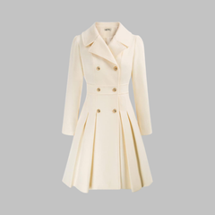 Women's Elegant Double Button Long Sleeve Coat Tailored Fit Stylish Outerwear
