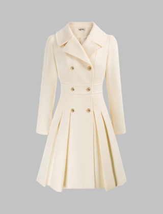 Women's Elegant Double Button Long Sleeve Coat Tailored Fit Stylish Outerwear