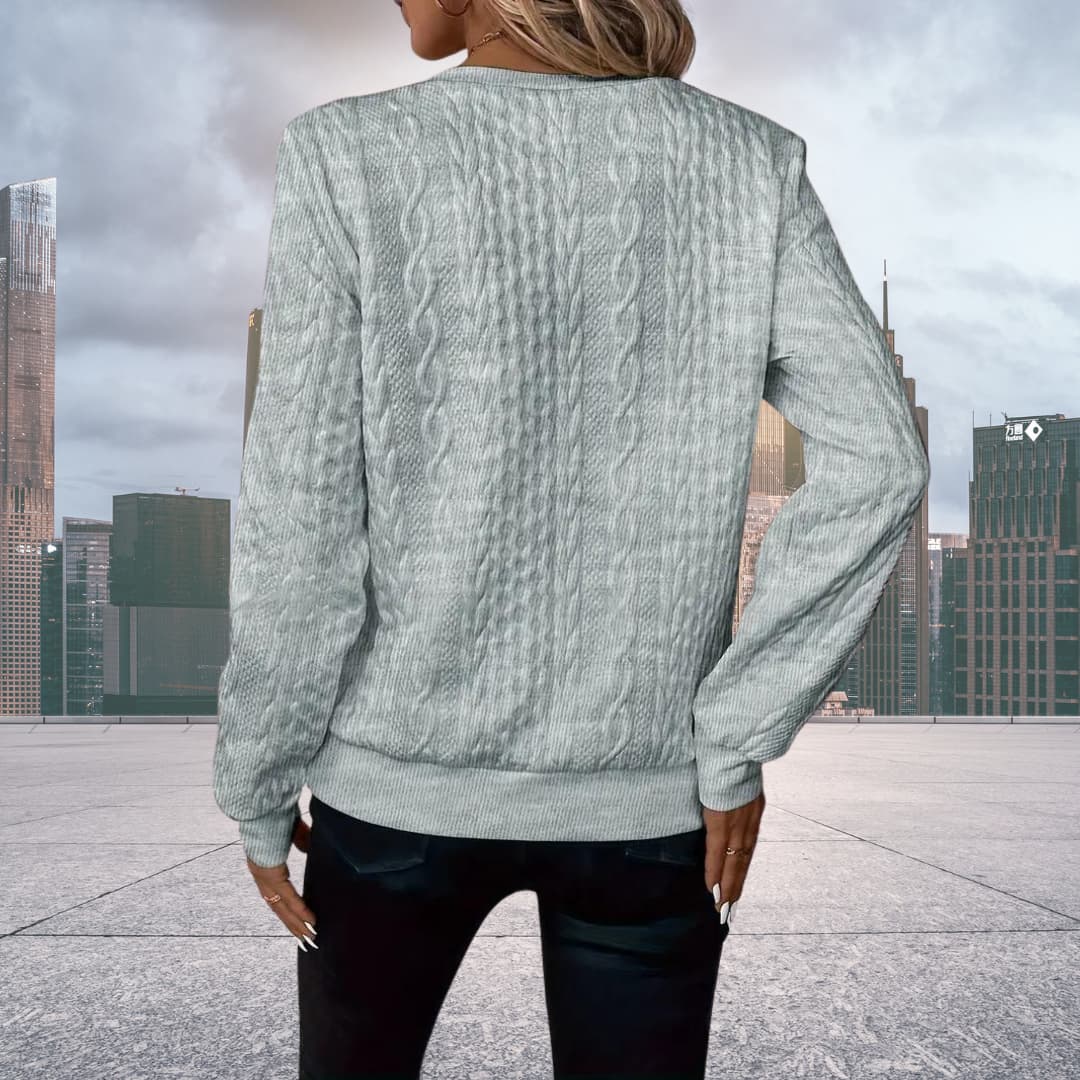 Women's Structured Sweater Elegant Fit Long Sleeve Crew Neck Casual Everyday
