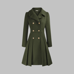 Women's Elegant Double Button Long Sleeve Coat Tailored Fit Stylish Outerwear