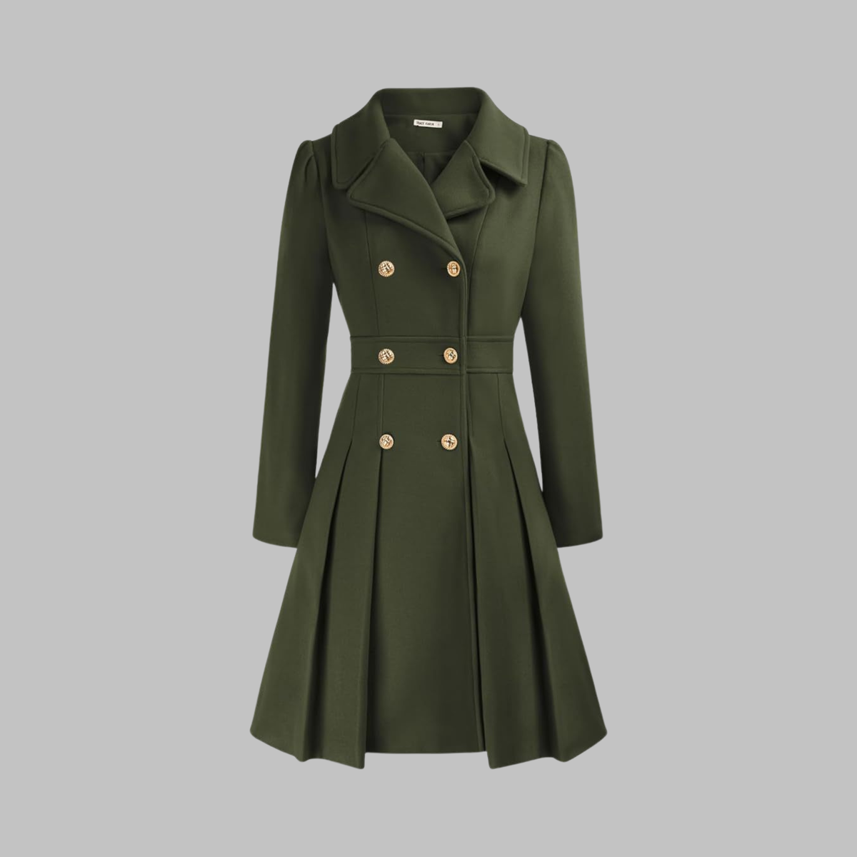 Women's Elegant Double Button Long Sleeve Coat Tailored Fit Stylish Outerwear