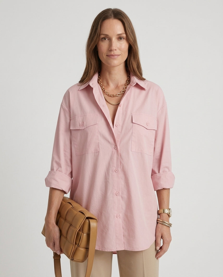 Women’s Button-Down Shirt with Dual Chest Pockets