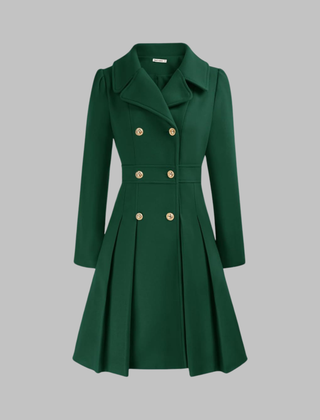 Women's Elegant Double Button Long Sleeve Coat Tailored Fit Stylish Outerwear