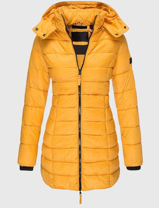 Women's Long Down Jacket Relaxed Fit Hooded Zip Closure Stylish Winter Outerwear