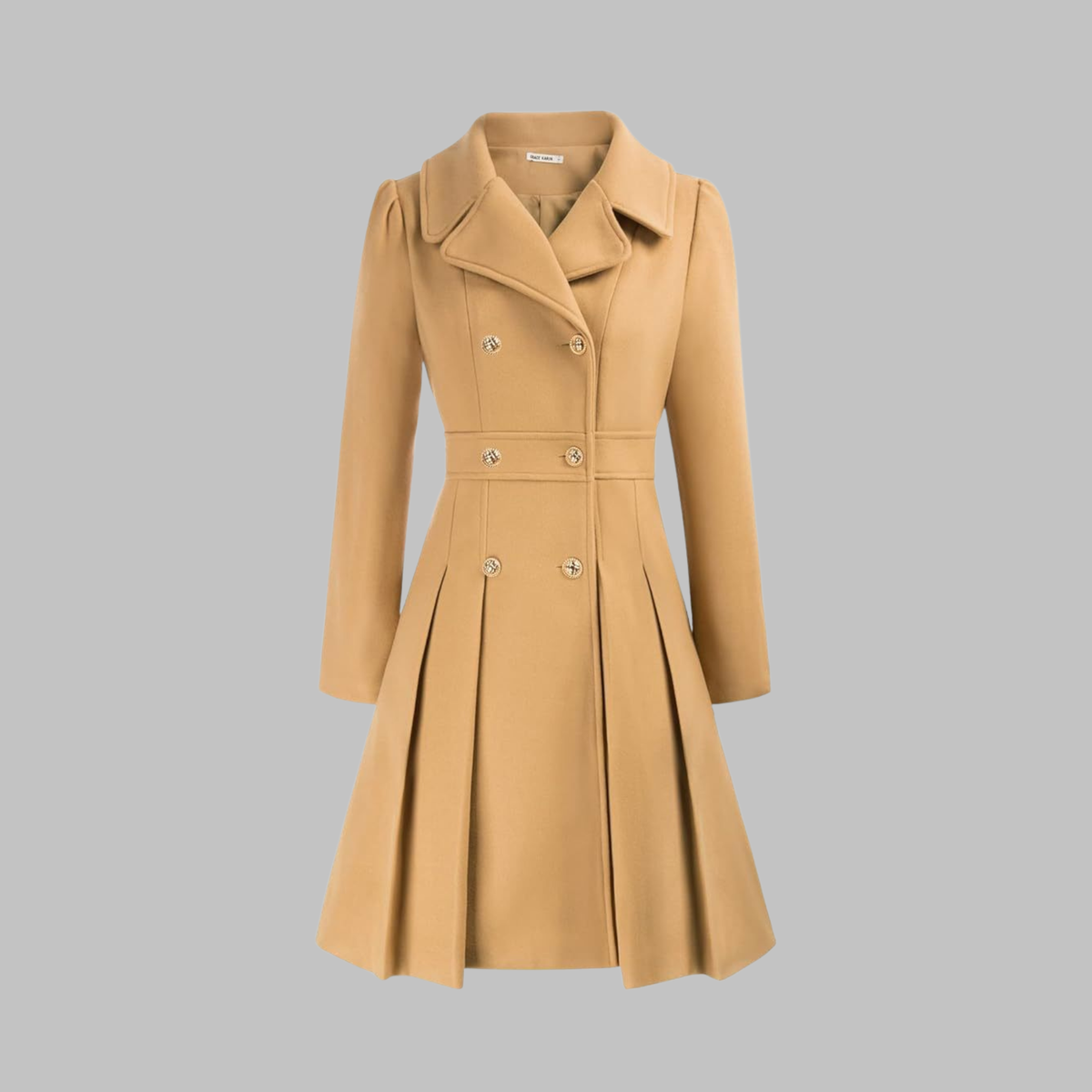 Women's Elegant Double Button Long Sleeve Coat Tailored Fit Stylish Outerwear