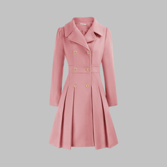Women's Elegant Double Button Long Sleeve Coat Tailored Fit Stylish Outerwear