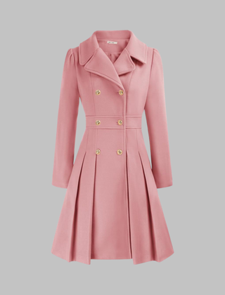 Women's Elegant Double Button Long Sleeve Coat Tailored Fit Stylish Outerwear