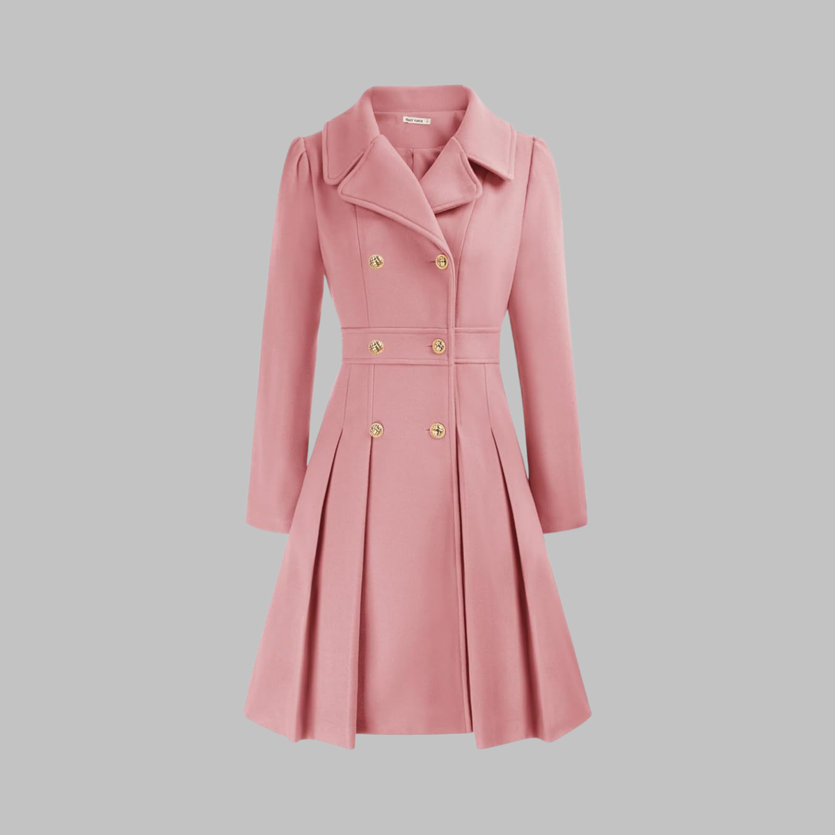 Women's Elegant Double Button Long Sleeve Coat Tailored Fit Stylish Outerwear