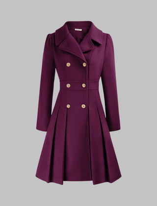 Women's Elegant Double Button Long Sleeve Coat Tailored Fit Stylish Outerwear