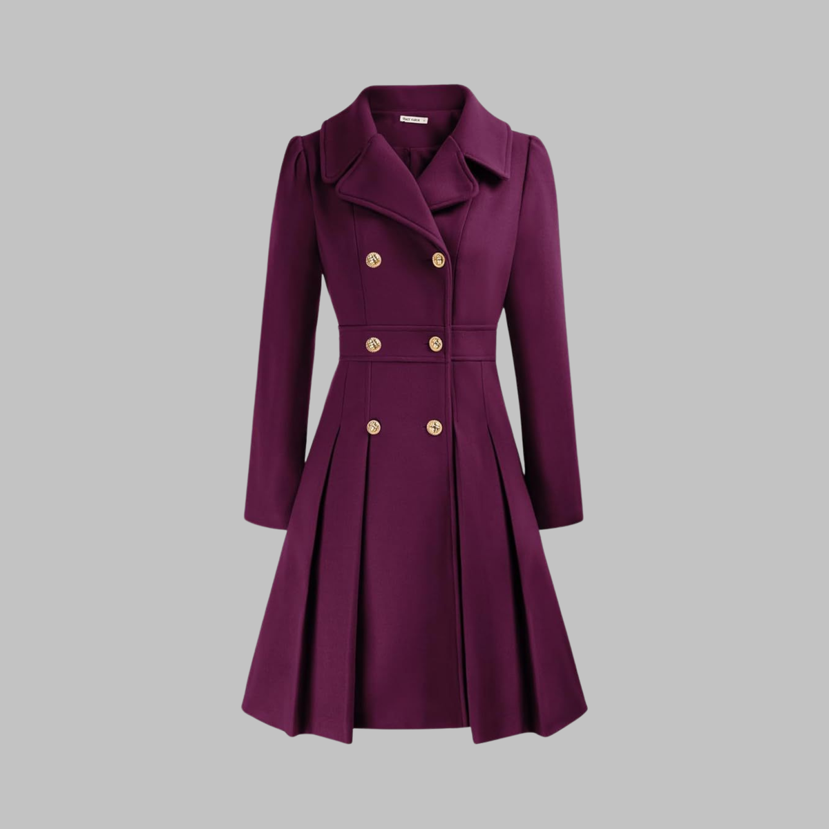 Women's Elegant Double Button Long Sleeve Coat Tailored Fit Stylish Outerwear
