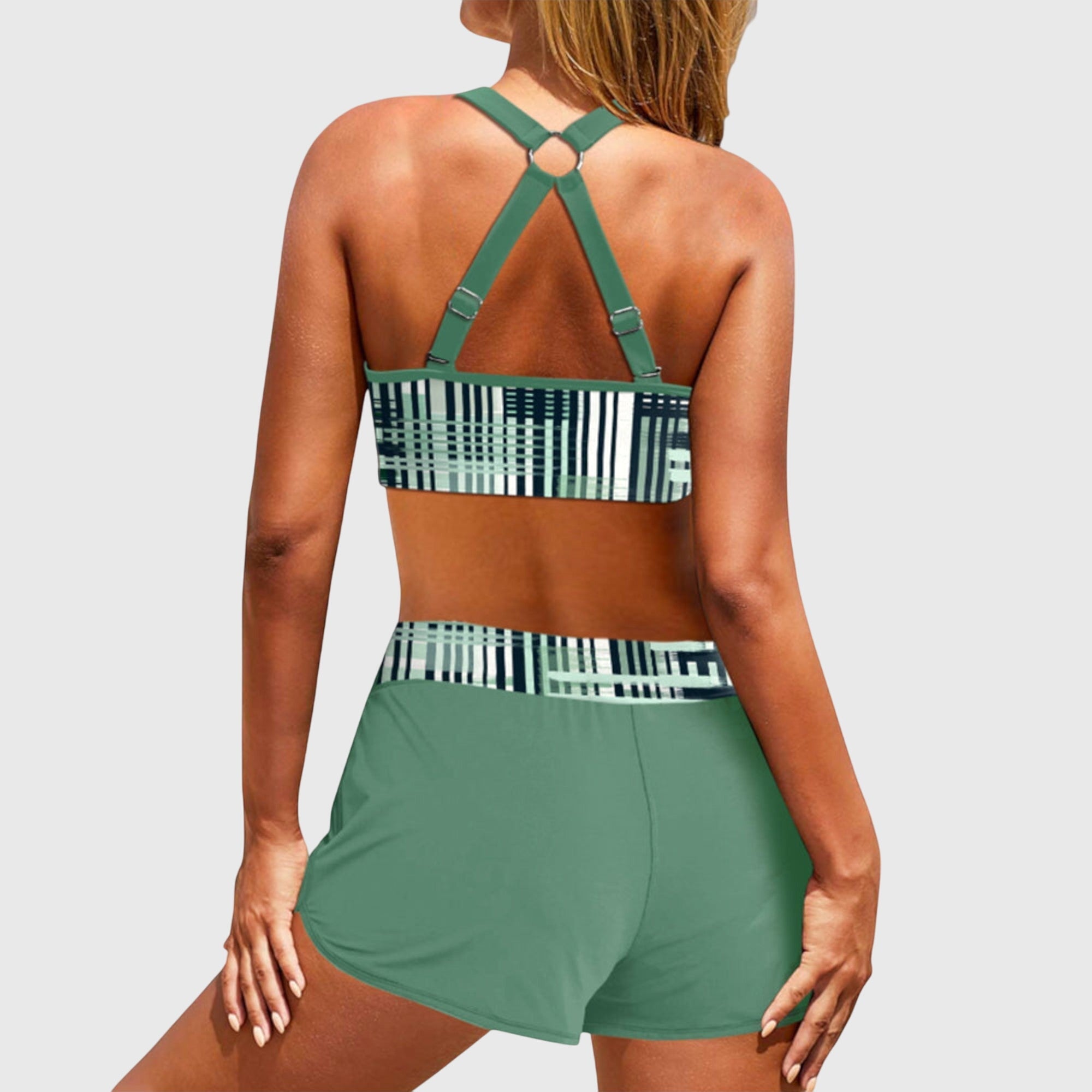Women's Ribbed High-Waisted Bikini Swimwear for the Beach Poolside Holidays and Summer Sunbathing