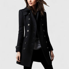 Women's Elegant Long Coat Tailored Fit Open Front Stylish Outerwear