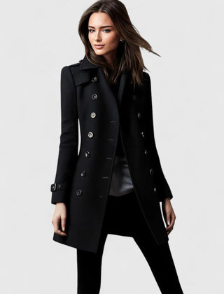 Women's Elegant Long Coat Tailored Fit Open Front Stylish Outerwear