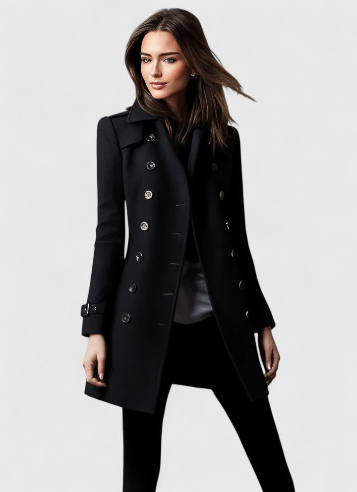 Women's Elegant Long Coat Tailored Fit Open Front Stylish Outerwear