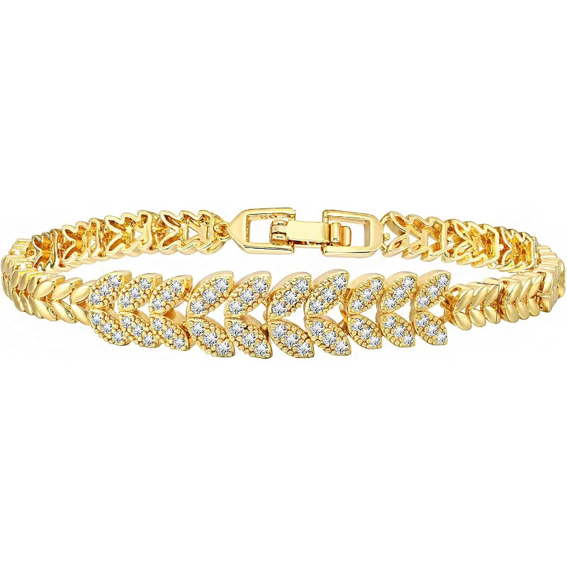 Women's Gold Tennis Bracelet Statement Jewellery Jewelry Gift for Women Weddings Parties Prom and Everyday Wear