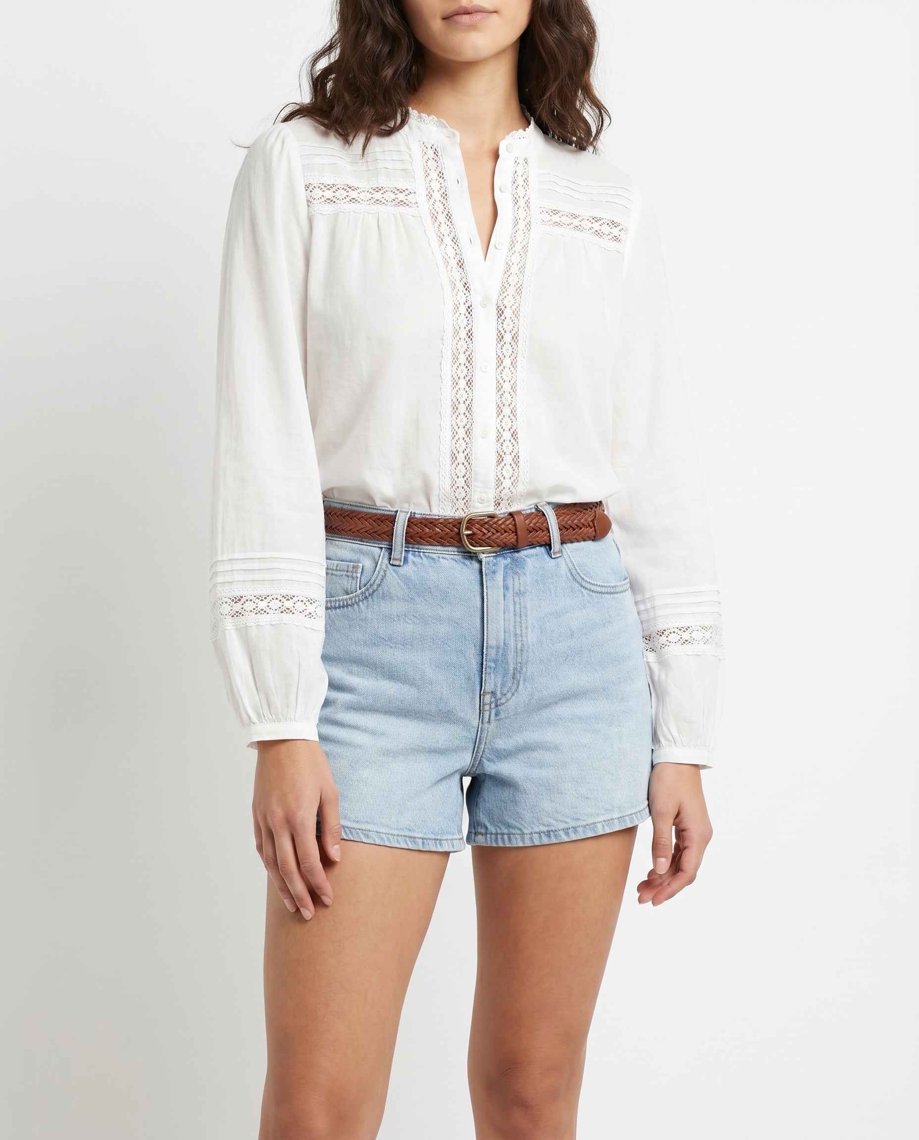 Women's Lace Trim Blouse Outfit for Work Brunch Casual Days and Everyday Wear