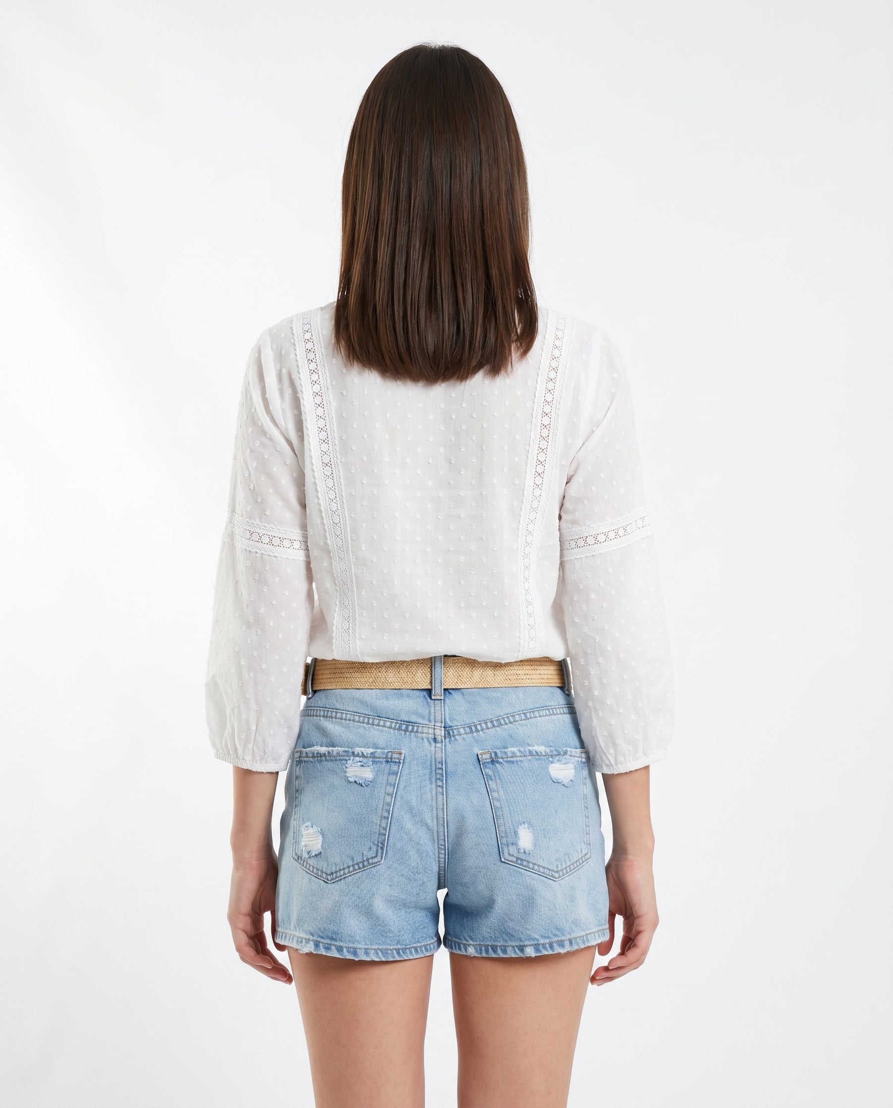 Women's Lace Trim Blouse Outfit for Work Brunch Casual Days and Everyday Wear