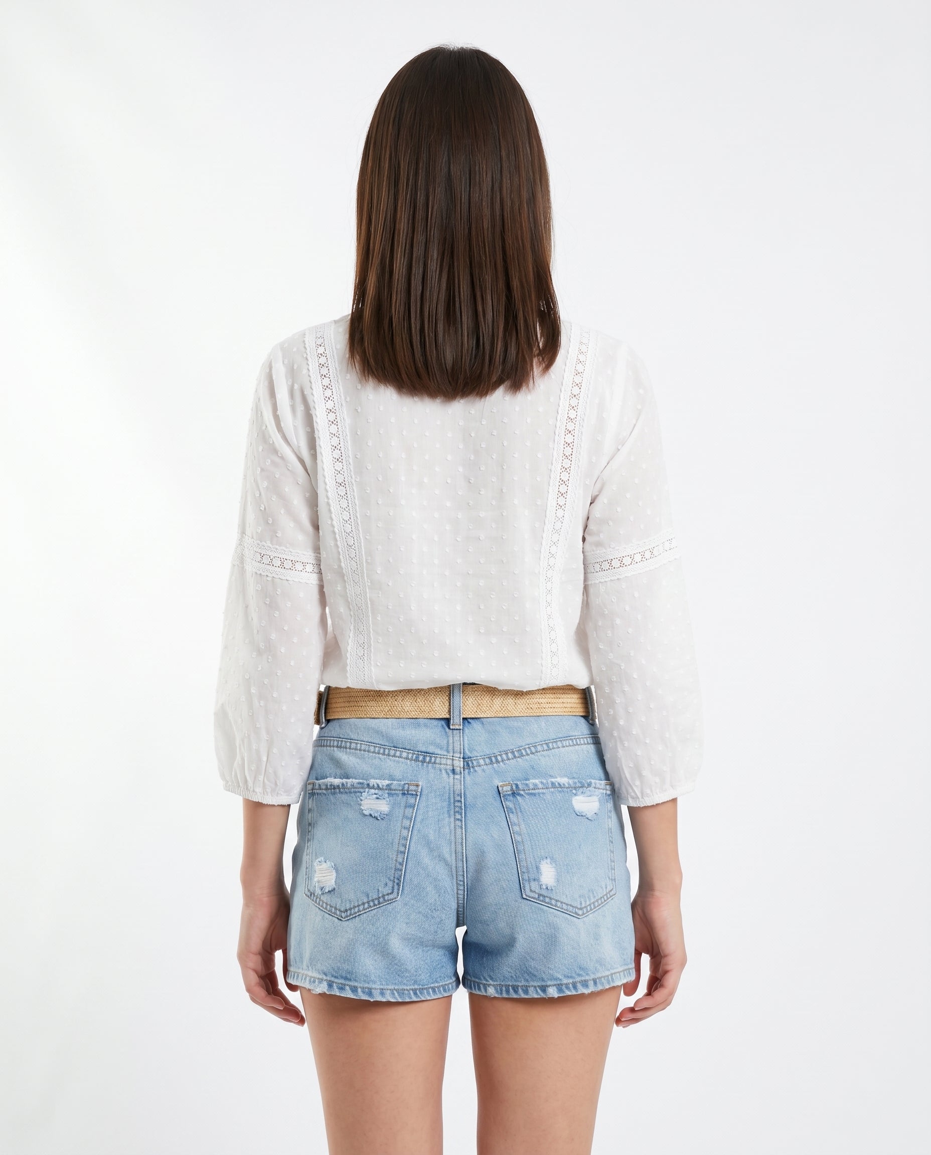 Women's Lace Trim Blouse Outfit for Work Brunch Casual Days and Everyday Wear