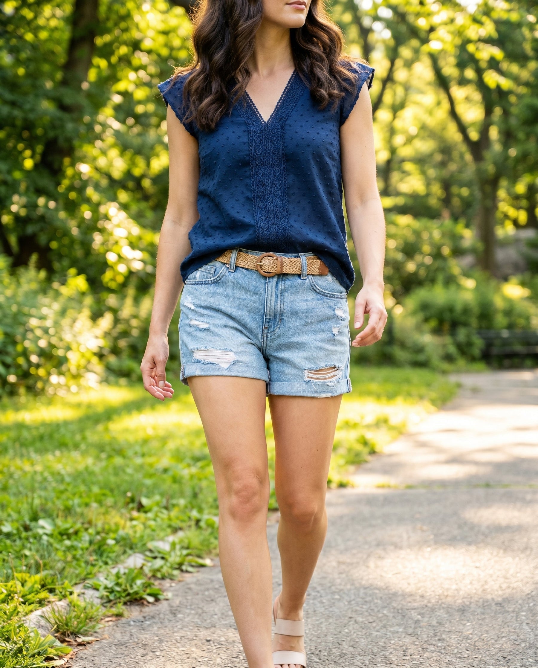 Women's Lace Trim Blouse Outfit for Work Brunch Casual Days and Everyday Wear