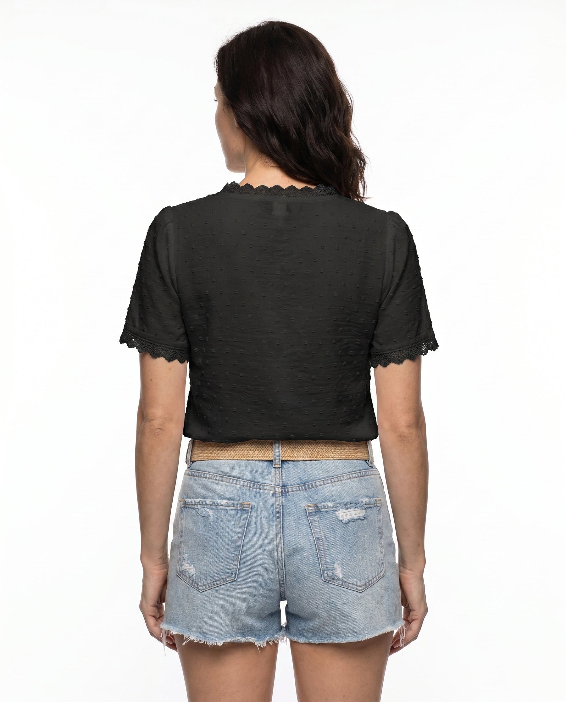 Women's Lace Trim Blouse Outfit for Work Brunch Casual Days and Everyday Wear