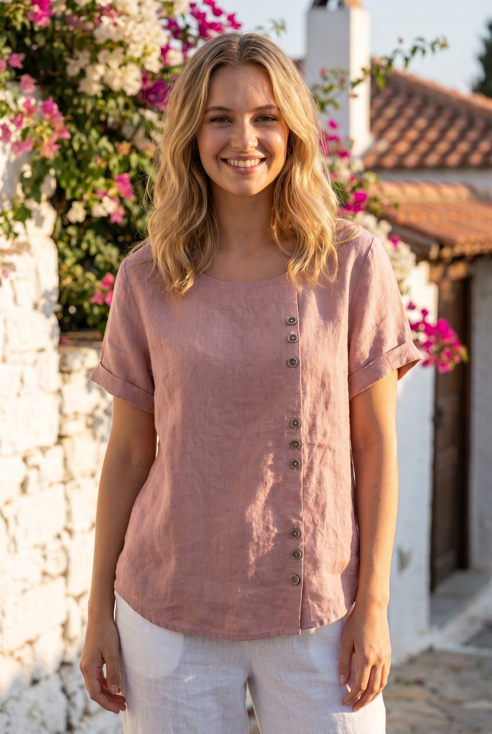 Women's Button Luxurious Blouse Outfit for Work Brunch Casual Days and Everyday Wear
