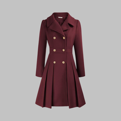 Women's Elegant Double Button Long Sleeve Coat Tailored Fit Stylish Outerwear