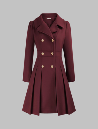 Women's Elegant Double Button Long Sleeve Coat Tailored Fit Stylish Outerwear