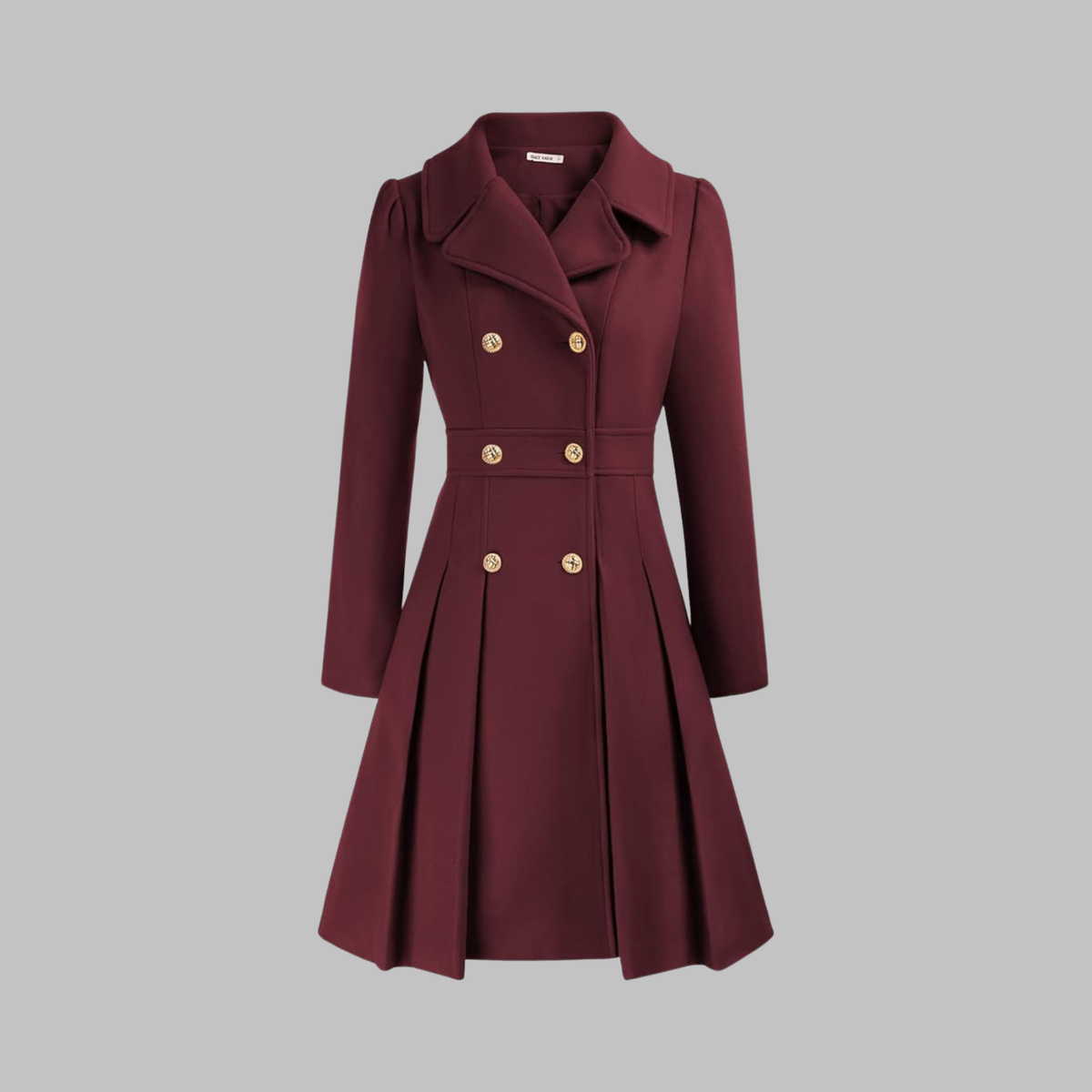 Women's Elegant Double Button Long Sleeve Coat Tailored Fit Stylish Outerwear