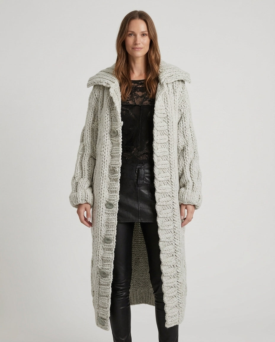 Women’s Cable Knit Hooded Cardigan