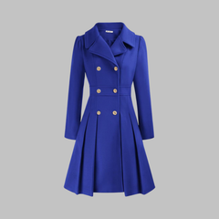 Women's Elegant Double Button Long Sleeve Coat Tailored Fit Stylish Outerwear